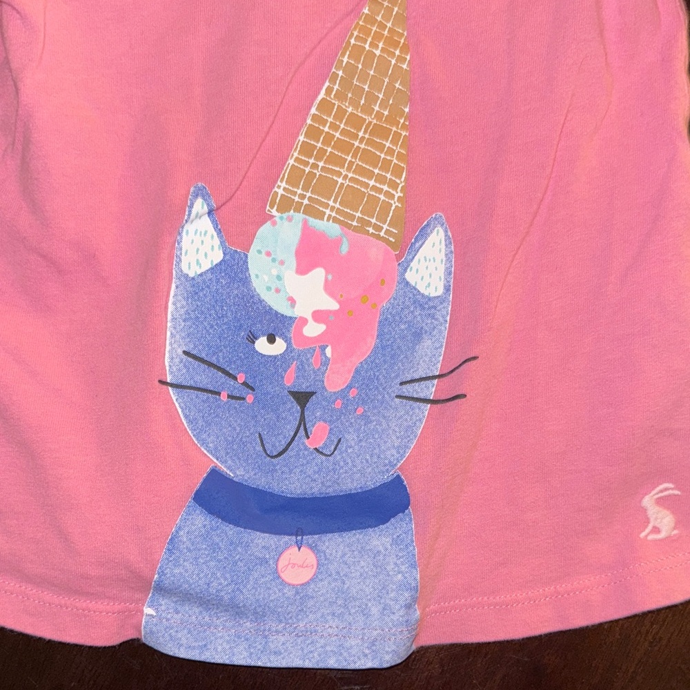 Joules Pink Shirt with Cat and Ice Cream Design - Picture 3 of 6